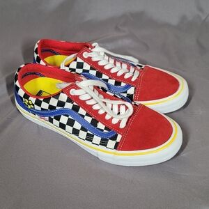 Vans Old Skool Pro Brighton 9.5 Checkerboard PopCush Skate Shoes Red Blue Yellow